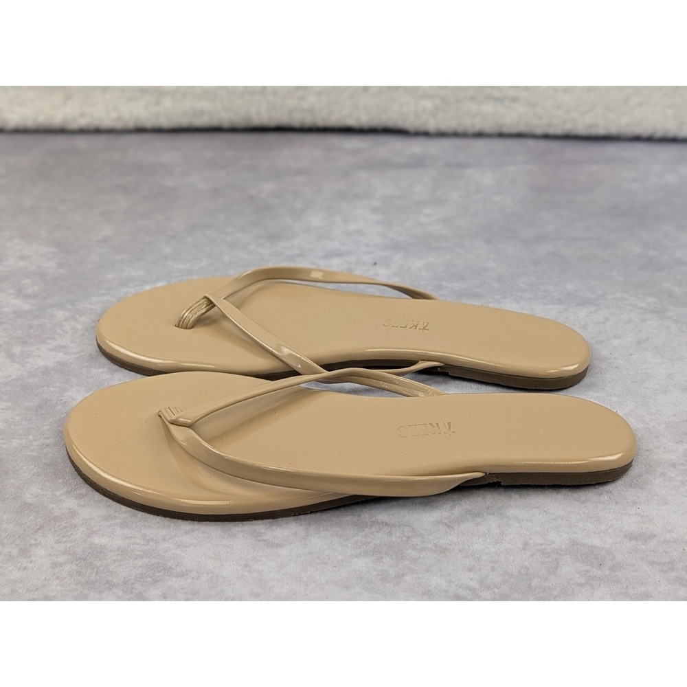 TKEES Foundation Gloss Coco Butter Beige Patent Leather Flip Flop Size 8